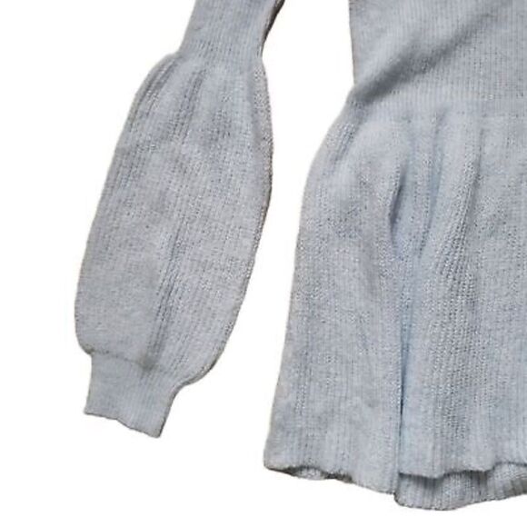 LC SUPER SOFT PEPLUM BALLOON SLEEVE SWEATER! Chiffon bow neck tie - Picture 4 of 13